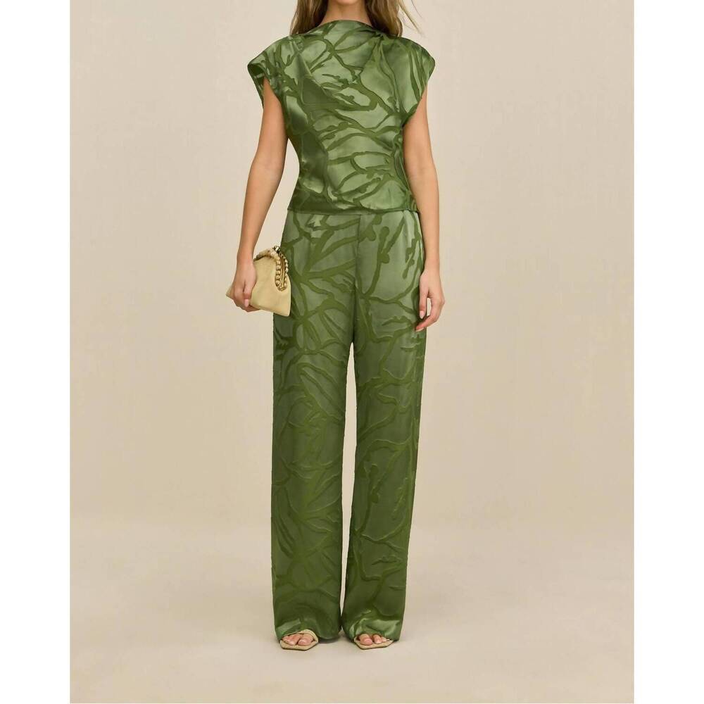 NEW CULT GAIA cropped silk burnout monette top in deep pasture